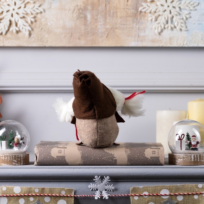 Светодиодная фигура &laquo;Гном-боровик&raquo; 8 &times; 20 &times; 8 см, текстиль, батарейки AG10х3 (в комплекте), свечение тёплое белое