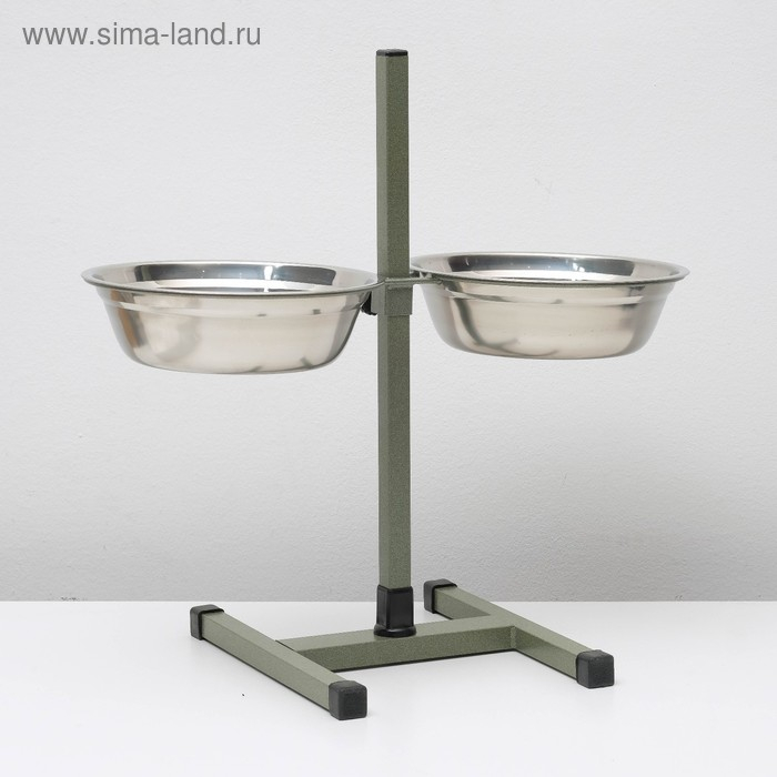 Подставка с мисками, 2 х 2 л, высота 50 см, разборная, зелёная Подставка с мисками, 2 х 2 л, высота 50 см, разборная, зелёная