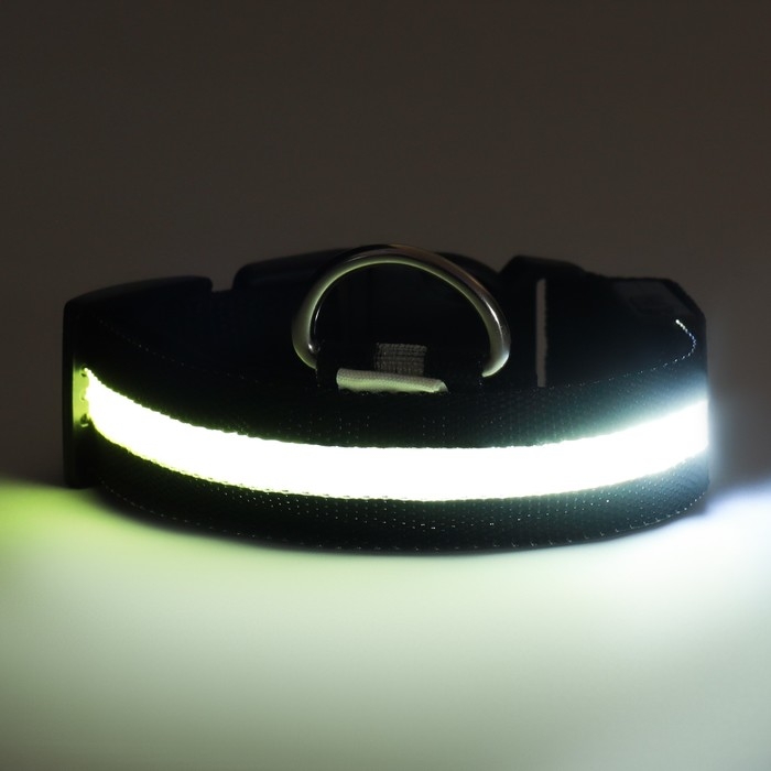 Ошейник с подсветкой размер S, ОШ 35-43 х 2,5 см, 3 режима свечения чёрный Ошейник с подсветкой размер S, ОШ 35-43 х 2,5 см, 3 режима свечения чёрный