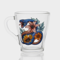 Кружка стеклянная кофейная «Цветы и змеи», 250 мл Кружка стеклянная кофейная «Цветы и змеи», 250 мл