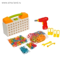 Конструктор винтовая мозайка &laquo;Объемные фигуры&raquo;, 2 в 1, с шуруповертом,129 деталей