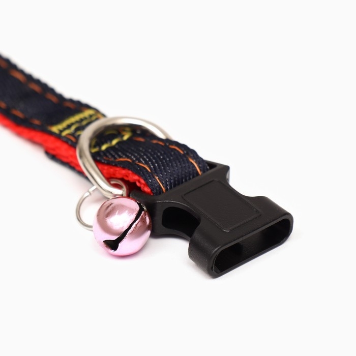 Ошейник Ошейник "Джинс", красный подклад, 24-34 х 1,5 см