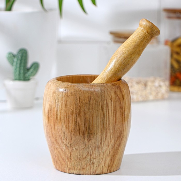 Ступка с толкушкой Доляна &laquo;Бамбук&raquo;, 10 см