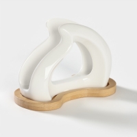 Салфетница керамическая на бамбуковой подставке BellaTenero, 14×7×10 см, цвет белый Салфетница керамическая на бамбуковой подставке BellaTenero, 14×7×10 см, цвет белый