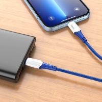 Кабель Hoco X70, Lightning - Type-C, PD 20 Вт, 2.4 А, 1 м, нейлоновая оплетка, синий Кабель Hoco X70, Lightning - Type-C, PD 20 Вт, 2.4 А, 1 м, нейлоновая оплетка, синий