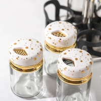 Набор для специй из стекла на подставке Magistro &laquo;Белый мрамор&raquo;, 6 шт, цвет белый