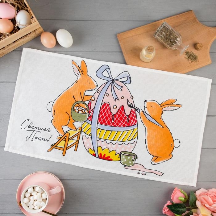 Полотенце Доляна &laquo;Пасхальные яйца&raquo; 35х60 см, 100% хлопок, вафля