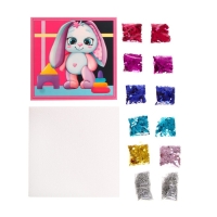 Аппликация пайетками для детей &laquo;Зайка с игрушками&raquo;, набор для творчества