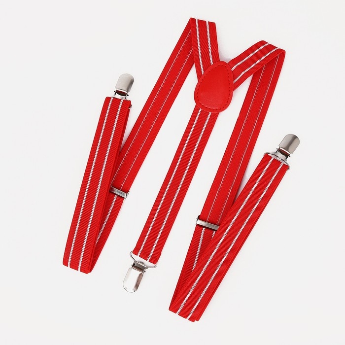 Подтяжки взрослые, ширина 2,5 см, цвет красный/белый Подтяжки взрослые, ширина 2,5 см, цвет красный/белый