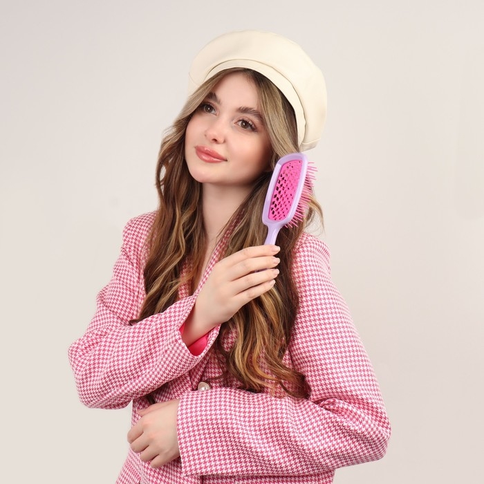Расчёска массажная, широкая, вентилируемая, 8,5 × 20,5 см, PVC коробка, цвет сиреневый/розовый Расчёска массажная, широкая, вентилируемая, 8,5 × 20,5 см, PVC коробка, цвет сиреневый/розовый