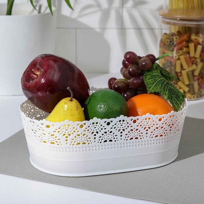 Ваза для хлеба и фруктов «Ажур», 14×22×8 см, цвет белый Ваза для хлеба и фруктов «Ажур», 14×22×8 см, цвет белый