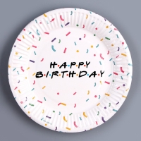 Набор бумажной посуды одноразовый Happy birthday: 6 тарелок, 6 стаканов Набор бумажной посуды одноразовый Happy birthday: 6 тарелок, 6 стаканов