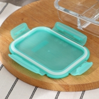 Контейнер из жаропрочного стекла, с крышкой, 600 мл, цвет бирюзовый