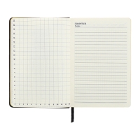 Ежедневник недатированный A5, 140л, клетка, кожзам, на резинке, желтый срез, Черный