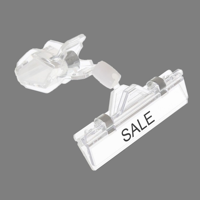 Ценникодержатель с зажимом, d=2 cм, 8&times;2,7&times;10,6 см, цвет прозрачный