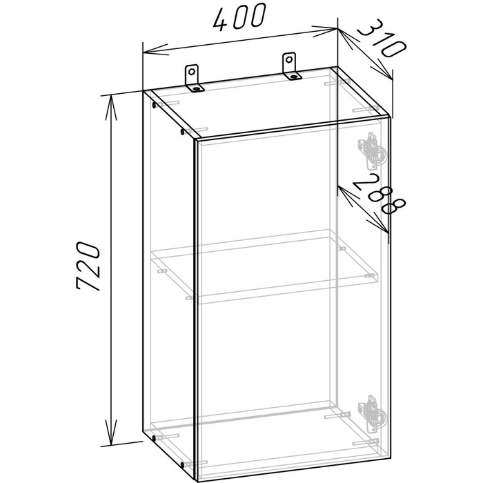 Шкаф навесной Зара 400х310х720 крафт белый