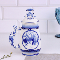 Кружка пивная "Жанровая. Охота", гжель Кружка пивная "Жанровая. Охота", гжель