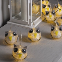 Гирлянда &laquo;Нить&raquo; 2 м с насадками &laquo;Сова&raquo;, IP20, прозрачная нить, 10 LED, батарейки AAх2 (нет в комплекте), свечение тёплое белое