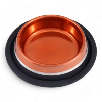 Миска с нескользящим основанием декоративная цветная, 230 мл, бронза с серебрянной полосой Миска с нескользящим основанием декоративная цветная, 230 мл, бронза с серебрянной полосой