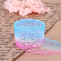 Кружево капроновое &laquo;Градиент&raquo;, 45 мм &times; 10 &plusmn; 1 м, цвет розовый/голубой №4