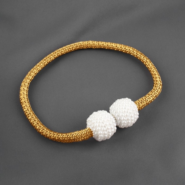 Подхват для штор &laquo;Шарики из бисера&raquo;, d = 3 &times; 40 см, цвет белый/золотой