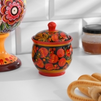 Солонка &laquo;Хохлома&raquo; с крышкой, 8,5 х 5,5 см