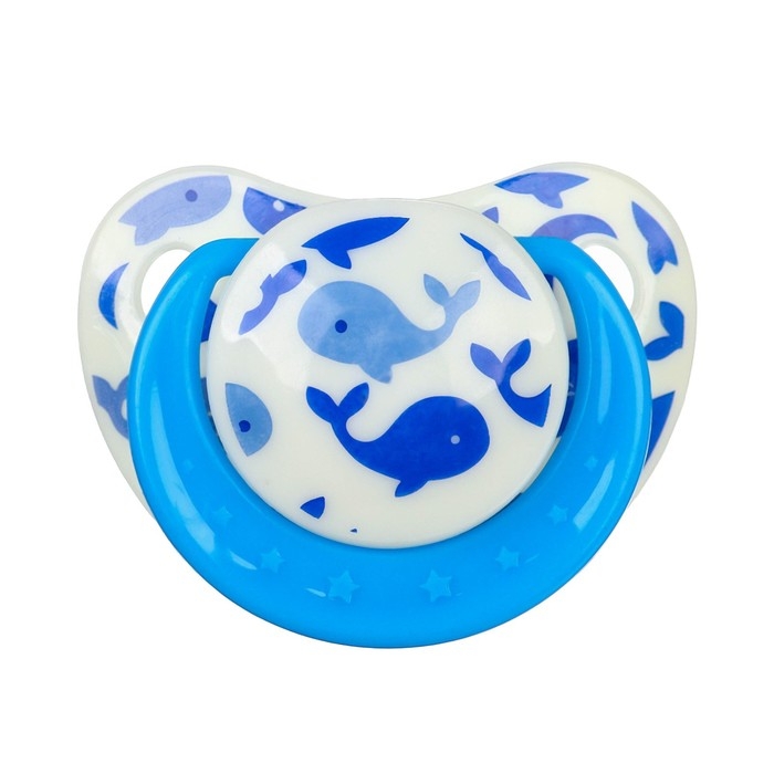 Соска - пустышка силиконовая ортодонтическая &laquo;Кит&raquo;, от 3 мес., с колпачком, цвет голубой