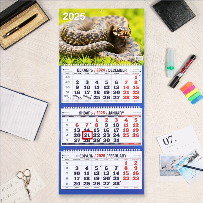 Календарь квартальный, трио Календарь квартальный, трио "Символ года - 5" 2025, 69 х 31 см