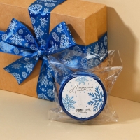 Лента атласная «Снежный вальс», синяя , 4 см × 5 м Лента атласная «Снежный вальс», синяя , 4 см × 5 м