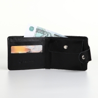 Портмоне мужское на кнопке, TEXTURA, отдел для карт, монет, цвет чёрный Портмоне мужское на кнопке, TEXTURA, отдел для карт, монет, цвет чёрный