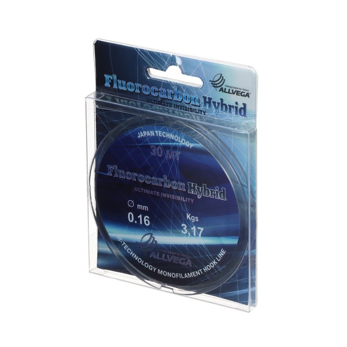 Леска монофильная ALLVEGA Fluorocarbon Hybrid, диаметр 0.16 мм, тест 3.17 кг, 30 м, флюорокарбон 65% Леска монофильная ALLVEGA Fluorocarbon Hybrid, диаметр 0.16 мм, тест 3.17 кг, 30 м, флюорокарбон 65%