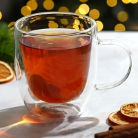 Новый год. Кружка новогодняя стеклянная с двойными стенками «Лиса», 300 мл Новый год. Кружка новогодняя стеклянная с двойными стенками «Лиса», 300 мл