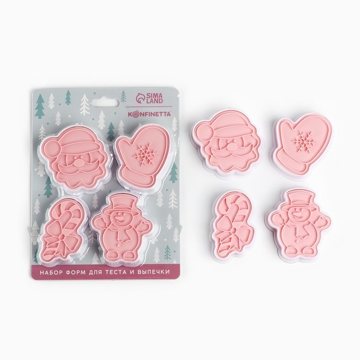 Новый год. Набор форм для печенья &laquo;В зимнем лесу&raquo;, пластик, 4 шт