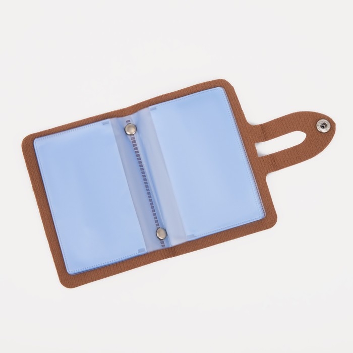 Визитница на кнопке, 24 карты, цвет коричневый Визитница на кнопке, 24 карты, цвет коричневый