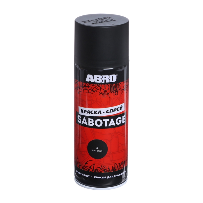 Краска-спрей Abro SABOTAGE 4 чёрный матовый, 226 г/272 мл SPG-004 Краска-спрей Abro SABOTAGE 4 чёрный матовый, 226 г/272 мл SPG-004