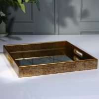 Поднос пластиковый прямоугольный с зеркалом &laquo;Узоры&raquo;, 37 х 37 х 4,5 см сервировочный