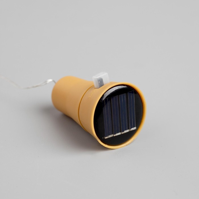 Гирлянда &laquo;Нить&raquo; 1 м роса с пробкой, IP44, серебристая нить, 10 LED, свечение белое, фиксинг, солнечная батарея