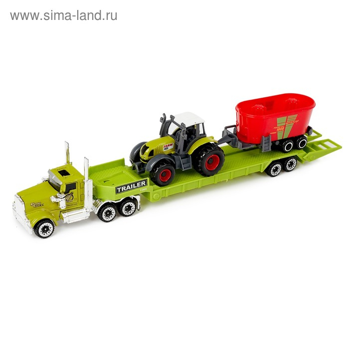 Грузовик металлический &laquo;Ферма&raquo; с трактором, МИКС