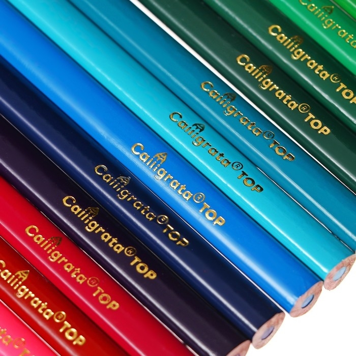 Карандаши 24 цветов TOP Calligrata, в картонной коробке, диаметр грифеля - 3мм, 5B Карандаши 24 цветов TOP Calligrata, в картонной коробке, диаметр грифеля - 3мм, 5B