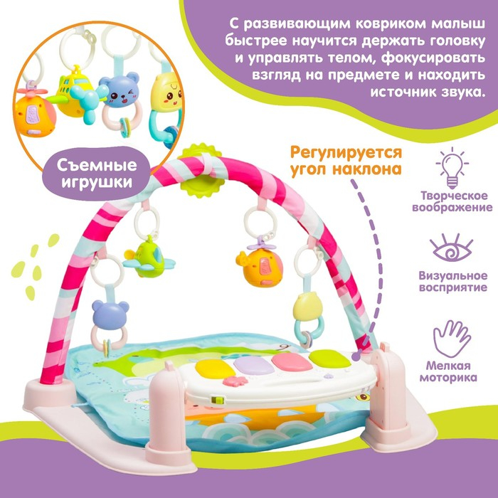 Развивающий музыкальный коврик «Слонята», 72х45 см. Развивающий музыкальный коврик «Слонята», 72х45 см.