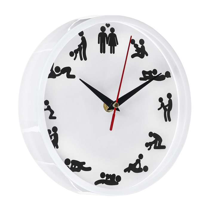 Часы настенные интерьерные Часы настенные интерьерные "Позы 18+", d-20 см, интерьерные, бесшумные, белые