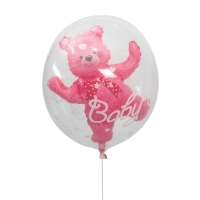 Шар полимерный 24" &laquo;Шар в шаре. Мишка&raquo;, цвет розовый