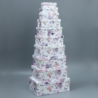 Набор коробок 10 в 1, упаковка подарочная, &laquo;Цветы&raquo;, 12 х 7 х 4 - 32.5 х 20 х 12.5 см