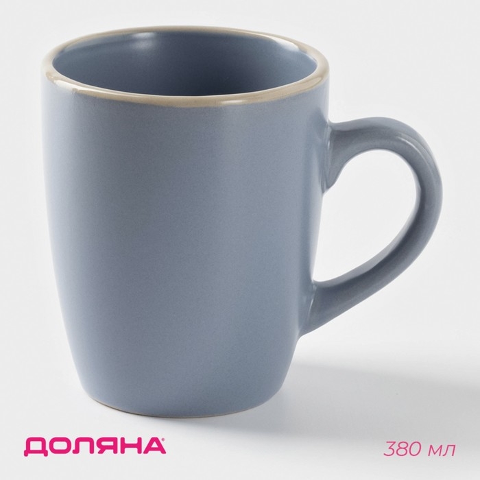 Кружка керамическая Доляна «Ваниль», 380 мл, цвет голубой Кружка керамическая Доляна «Ваниль», 380 мл, цвет голубой