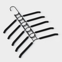 Плечики - вешалки для одежды Доляна, 38×40 см, многоуровневая, съёмные вешалки, антискользящее покрытие, цвет чёрный Плечики - вешалки для одежды Доляна, 38×40 см, многоуровневая, съёмные вешалки, антискользящее покрытие, цвет чёрный