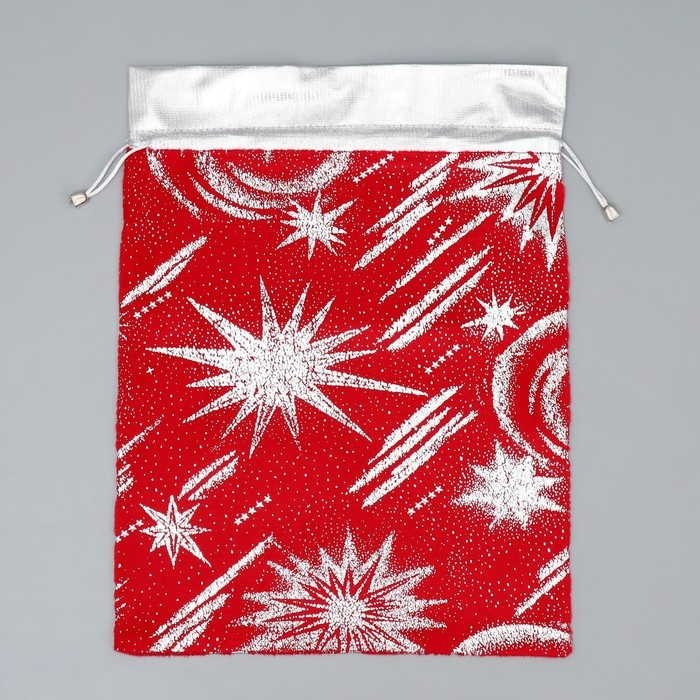 Мешочек подарочный плюш &laquo;Полярная звезда&raquo;, тиснение, 30 х 40 см +/- 1.5 см, Новый год