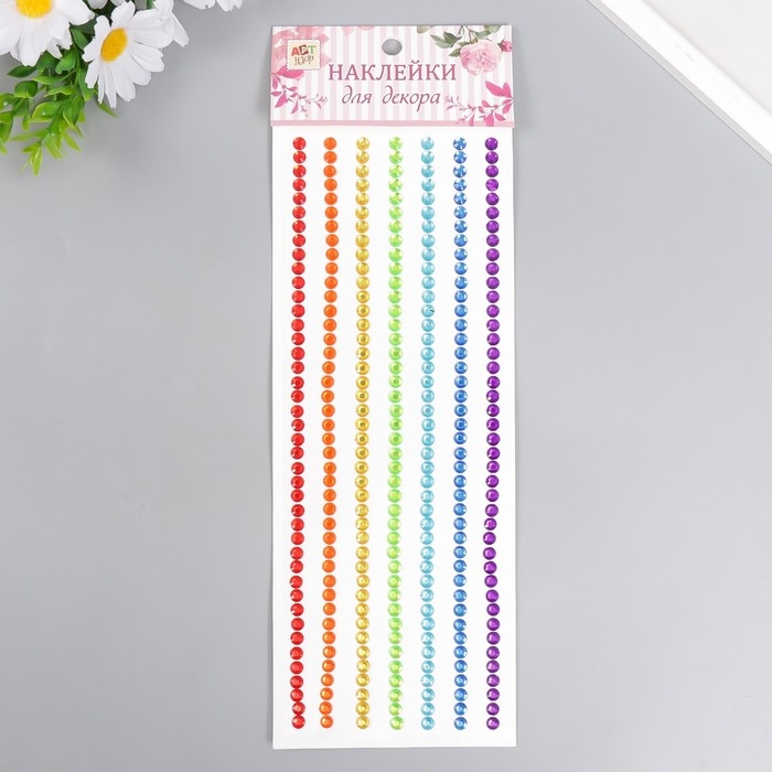 Наклейка пластик стразы Наклейка пластик стразы "Радуга" d=0,6 см 32х10,5 см