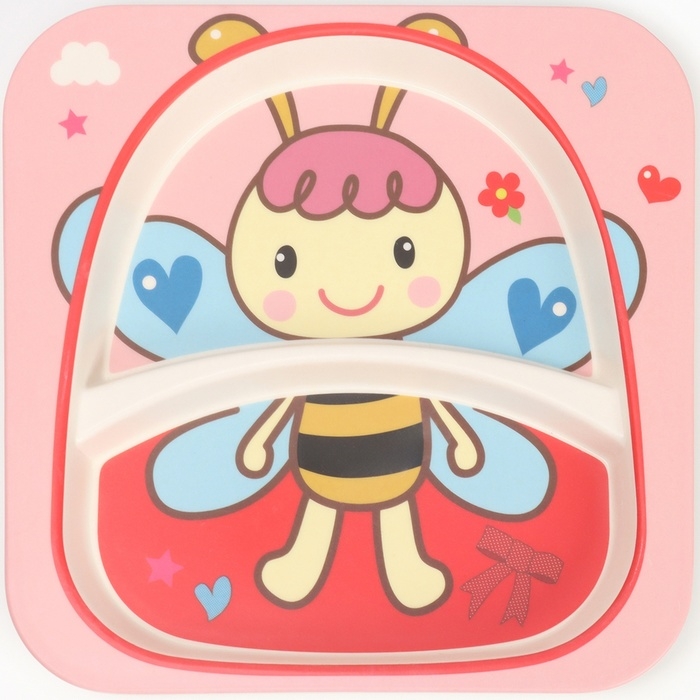 Набор бамбуковой посуды &laquo;Бабочка&raquo;, 5 предметов: тарелка, миска, стакан, вилка, ложка