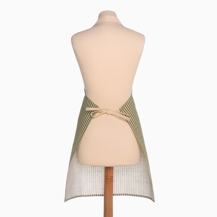 Фартук Доляна с карманом, цв.зеленый, 70*65&plusmn;4см, 100% хл, рогожка