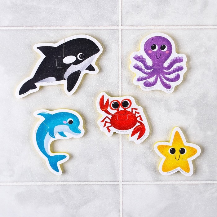 Мягкий пазл для малышей &laquo;Морские животные&raquo;, 5 пазлов, Крошка Я